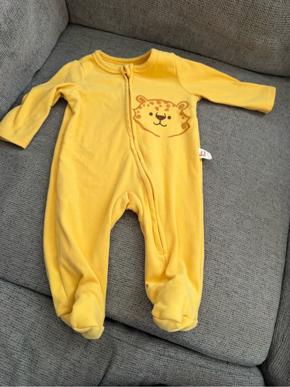 Pixi Yellow Leopard Face Footed One-Piece